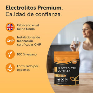 Nutravita Electrolitos Complejo - 240 Comprimidos Veganos - Potasio Y Magnesio, Calcio, Cloruro, Sodio - Electrolitos Sin Azucar - Función Muscular, Equilibrio Electrolítico - Electrolytes Hidratacion