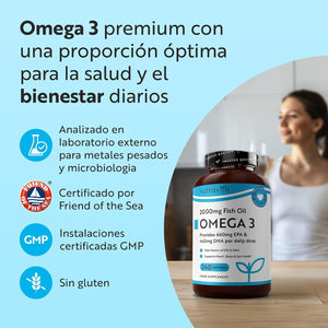 Nutravita Omega 3 2000Mg - Con 660Mg EPA Y 440Mg DHA - 240 Cápsulas Blandas (8 Meses) - Para Corazòn, Función Cerebral & Visiòn (EFSA) Omega 3 Capsulas - Omega3 Suplementos Para Hombres & Mujeres