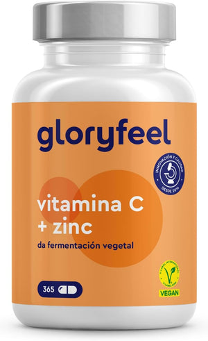 Vitamina C + Zinc - 365 Cápsulas - 1000Mg Vitamina C + 20Mg Zinc - Apoya El Sistema Inmunológico Y Reduce La Fatiga - Con Protección Gástrica Y Ph Neutro -100% Vegano