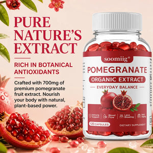 Soomiig Pomegranate Fruit Health Supplement, ​​Supports Daily Physical Balance and Immune Health, 120 Capsules