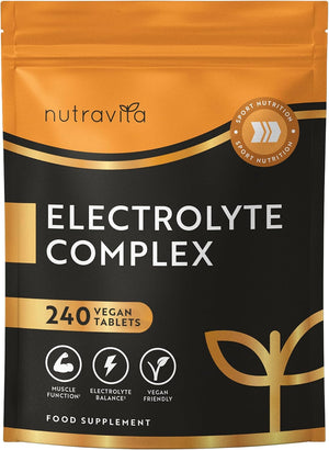 Nutravita Electrolitos Complejo - 240 Comprimidos Veganos - Potasio Y Magnesio, Calcio, Cloruro, Sodio - Electrolitos Sin Azucar - Función Muscular, Equilibrio Electrolítico - Electrolytes Hidratacion