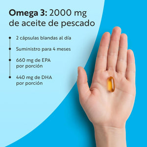 Nutravita Omega 3 2000Mg - Con 660Mg EPA Y 440Mg DHA - 240 Cápsulas Blandas (8 Meses) - Para Corazòn, Función Cerebral & Visiòn (EFSA) Omega 3 Capsulas - Omega3 Suplementos Para Hombres & Mujeres